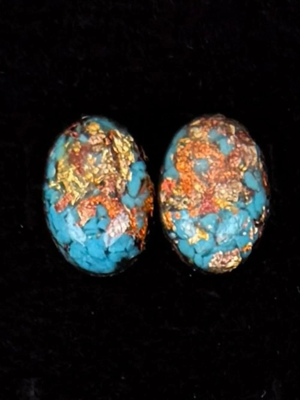 Stunning blue and Goldtone Mosaic Art Pierced lightweight earrings